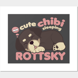 Cute Chibi Sleeping Rottsky Posters and Art